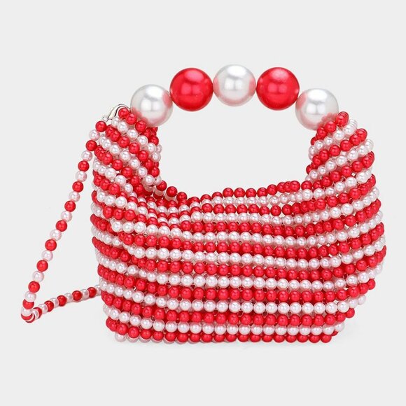 Kikiboheme Handbags - Unique Festive Holiday Faux Pearl Beaded Handbag / Crossbody Bag NEW